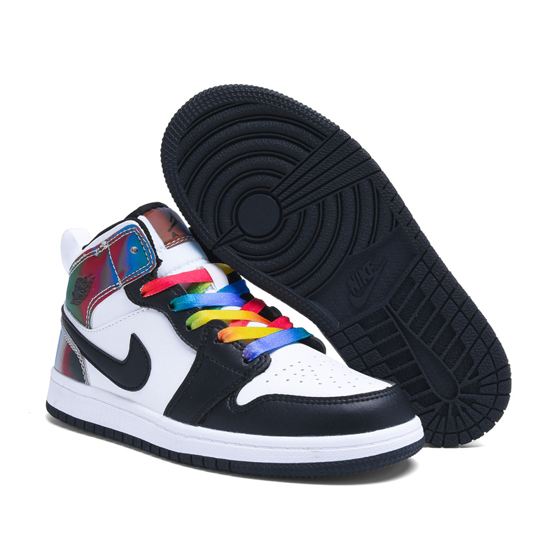 Youth Running Weapon Air Jordan 1 Black/White Shoes 0166 Youth Running Weapon Air Jordan 1 Black/White Shoes 0166